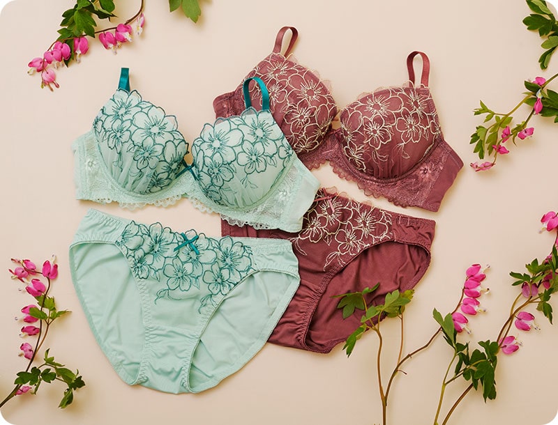 Daily AMOSTYLE 3/4カップブラ ブラ＆ショーツセット スウィートフローラ